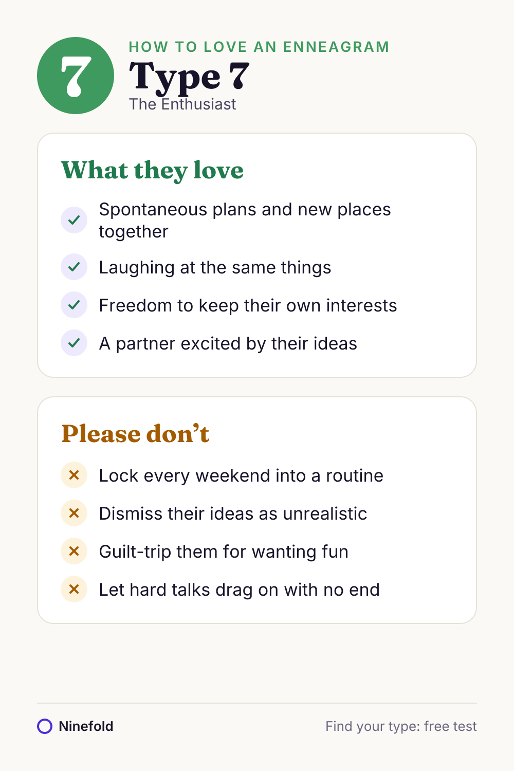 How to love an Enneagram Type 7: what they love and what to avoid